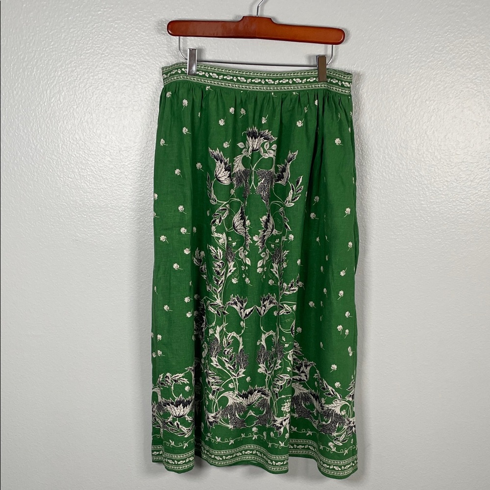 Max Studio Green Floral Midi Skirt